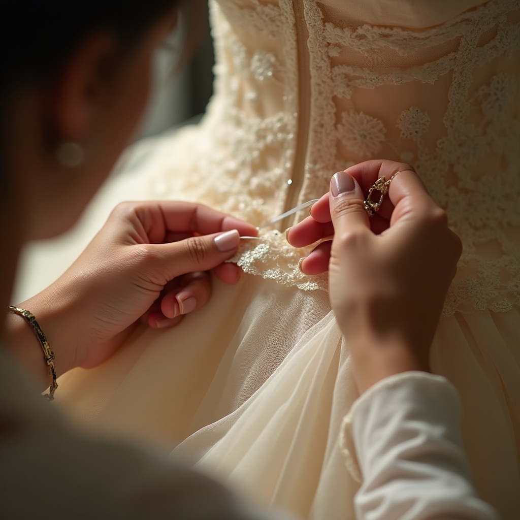 Подгонка вечернего платья до и после